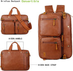 Maletín de cuero vegano para hombre, mochila híbrida de 17 pulgadas, bolsa de mensajero de negocios HB-22