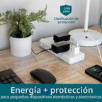 Philips Regleta protectora de sobretensiones, cable de extensión trenzado