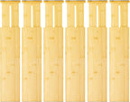 VaeFae Paquete de 6 separadores de cajones de bambú, 4 pulgadas de alto ajustables de 11.9-17.1 pulgadas, separadores expandibles para dormitorio, baño, cocina, oficina