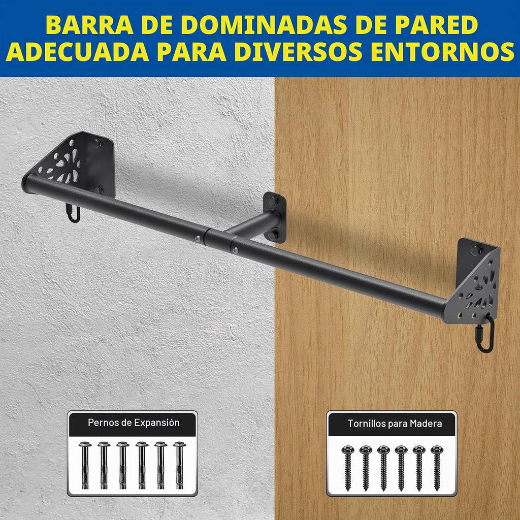 Kipika Barra de Dominadas para Pared - Barra de Tracción de Ubicación en Puerta, Capacidad de 500 LB, Construcción de Acero Reforzado para Gimnasio en Casa, Resistente con Ganchos para Bandas de Resistencia | Barra de Ejercicio Colgante para Entrenamiento