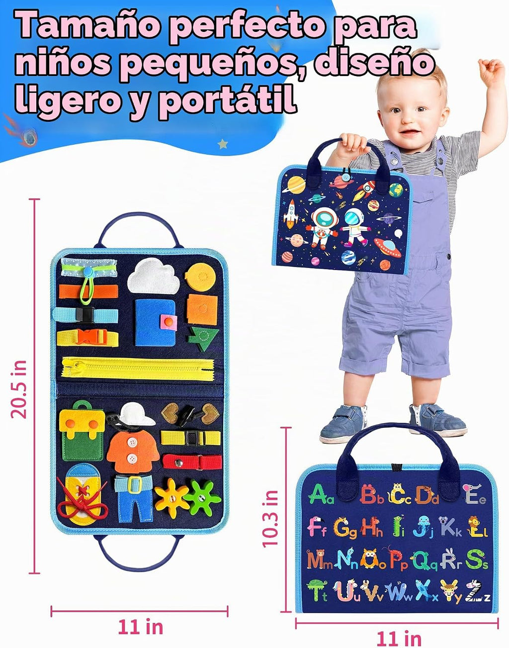Juguetes Montessori de tablero ocupado para niños pequeños, regalos de cumpleaños, libro ocupado, juguetes sensoriales para niños pequeños, actividades educativas de viaje para niños pequeños