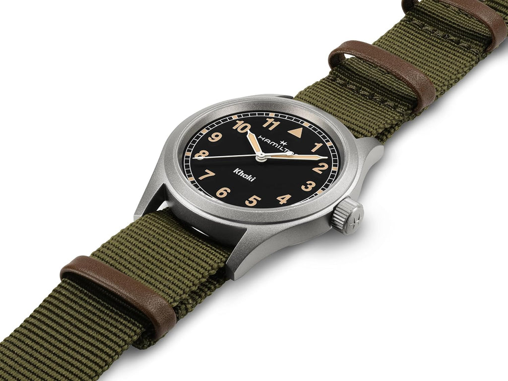 Hamilton Khaki Field Khaki Reloj de cuarzo para hombre, caja de acero