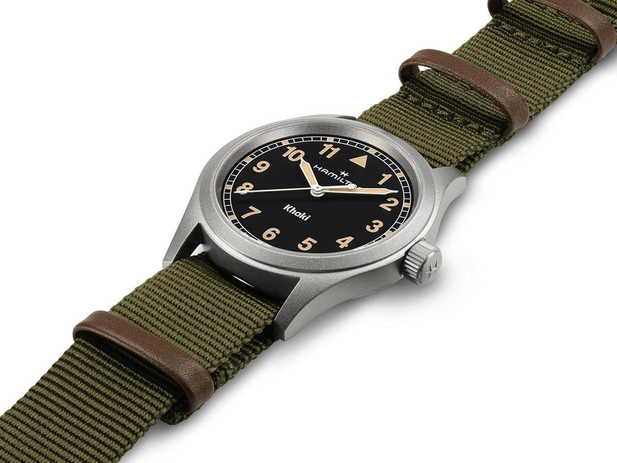 Hamilton Khaki Field Khaki Reloj de cuarzo para hombre, caja de acero