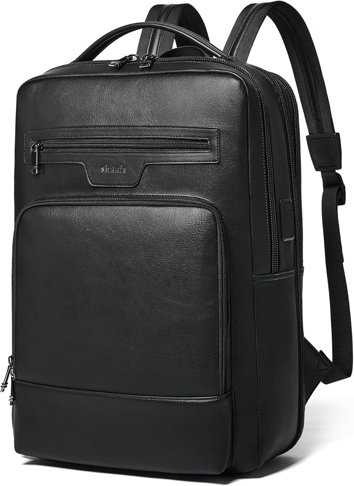 Mochila de cuero Shrrie para laptop para mujeres y hombres, mochila...