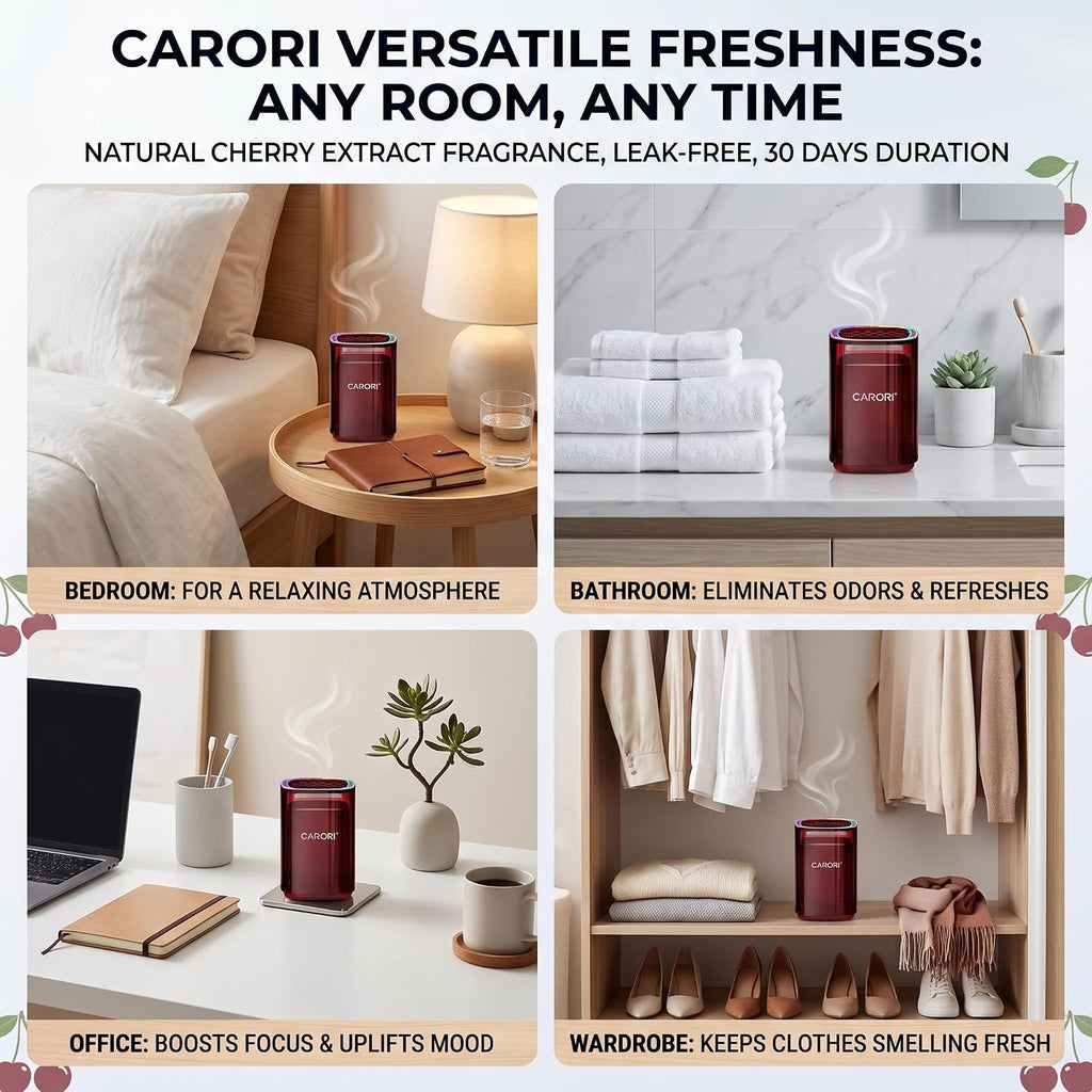 CARORI Ambientador de aire para automóvil, aroma a cereza dulce, soporte para tazas de larga duración de 30 días, difusor de aroma para automóvil, a prueba de derrames