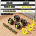 Juego de mancuernas ajustables, pesas libres de 10 a 90 libras con conector – mancuernas 4 en 1, barra, pesa rusa y soporte para flexiones, juego de pesas ajustables para gimnasio en casa