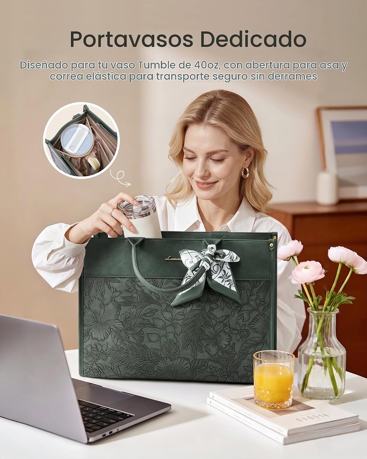 LOVEVOOK Bolsa de mano para laptop para mujer, bolsa de trabajo vintage con