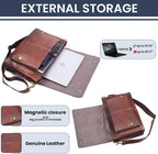 LEATHER VILLAGE Bolso Mensajero de Cuero Vintage–Morral Hecho a Mano de 15.5" para Hombres y Mujeres– Bolso de Hombro para Oficina, Viajes y Uso Diario