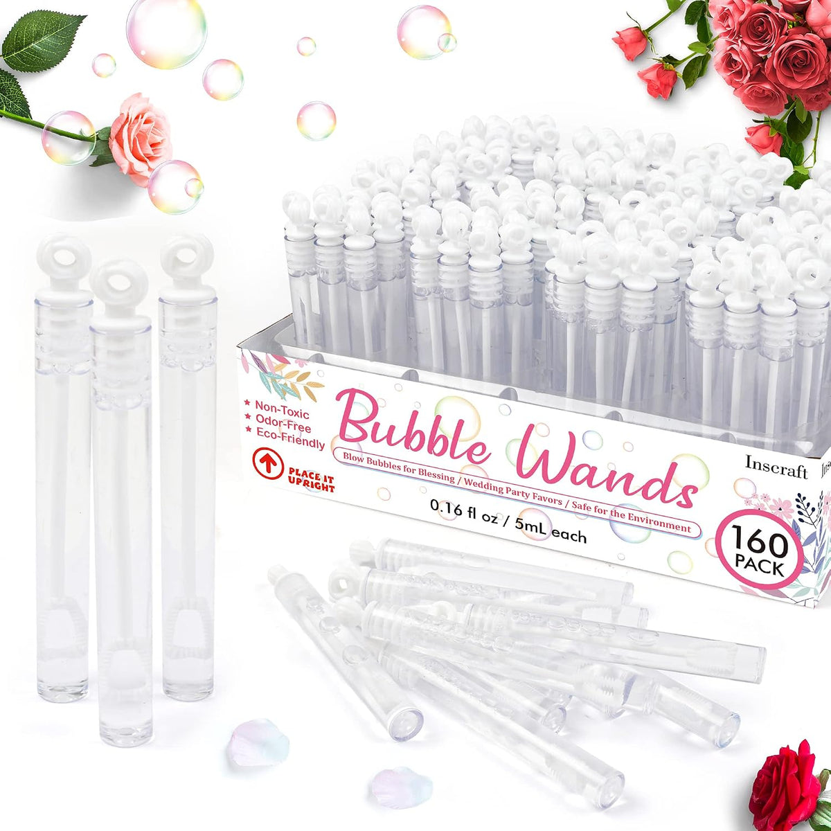 Paquete de 160 varitas de burbujas a granel, recuerdos de fiesta para bodas, aniversarios, celebraciones, graduaciones, cumpleaños, juguetes de verano para niños y adultos por Inscraft