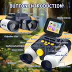 Binoculares para niños con visión nocturna, pantalla HD de 2.4 pulgadas y zoom de 10X para fotos y videos, binoculares de aventura al aire libre, observación de aves, campamento, senderismo