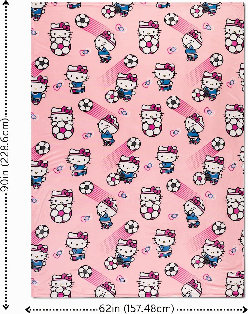 Hello Kitty Manta de fútbol para niños, 90 x 62 pulgadas, manta de felpa suave para sofá, cama o eventos deportivos, torneo mundial 2026 (producto oficial) por Franco
