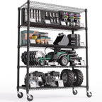 M MZG 3300LBS 53.1" W Estantería de 5 Niveles de Acero Estantería de Almacenamiento Estantería Utilitaria Organizador de Acero Estante de Alambre para Hogar, Cocina, Oficina, Garaje Negro 23.6" D x 53.1" W x 73.6" H