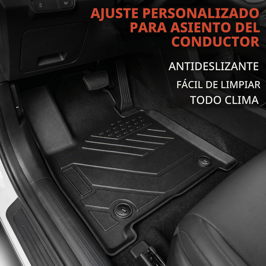 Alfombrillas personalizadas para Hyundai Santa Fe de 6 y 7 asientos (híbridos y de gas) 2024 2025 2026 (híbridos y gas), protección TPE para todo tipo de clima, alfombrilla de carga con alfombrilla de