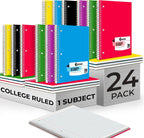 Paquete de 24 cuadernos en espiral granel, 1 materia, rayado