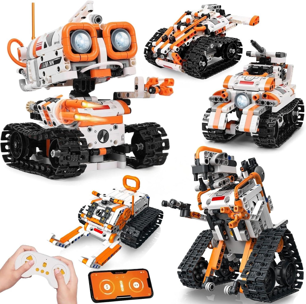 STEM - Kit de robótica para niños a partir de 6 años, robot de codificación de control remoto/aplicación 5 en 1, juguetes de construcción de ingeniería educativa con programación, proyectos científicos, gran regalo para niños y adolescentes