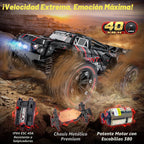 Autos RC rápidos a escala 1:16 para adultos, 40 KPH, camión monstruo eléctrico todoterreno con chasis de metal, auto de alta velocidad de 2.4 GHz, camión a control remoto impermeable con 2 baterías