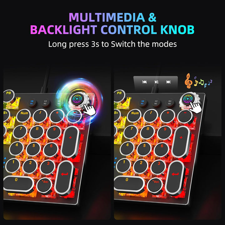VMUND Teclado mecánico para juegos K968 Retro Typewriter - RGB retr...