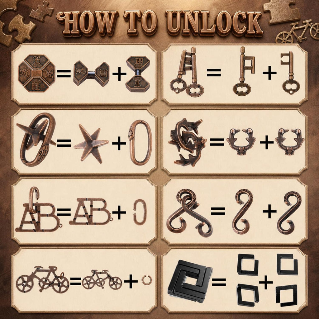 Juego de 48 rompecabezas de metal para adultos, moderno