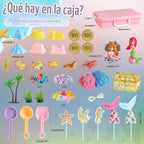 Cubo sensorial de sirena, kit de arena para niñas y niños de 3, 4, 5