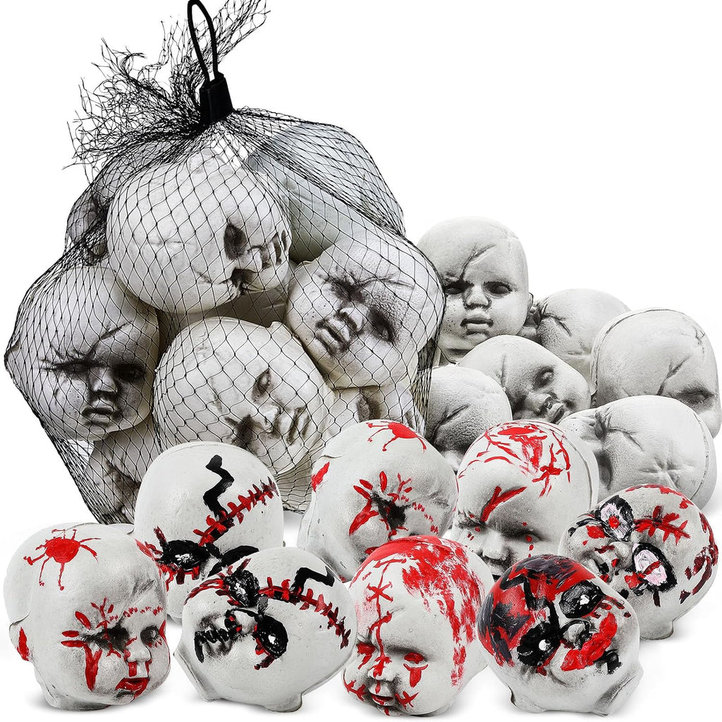 Hiboom 24 cabezas de muñeca de bebé de Halloween, plástico de miedo