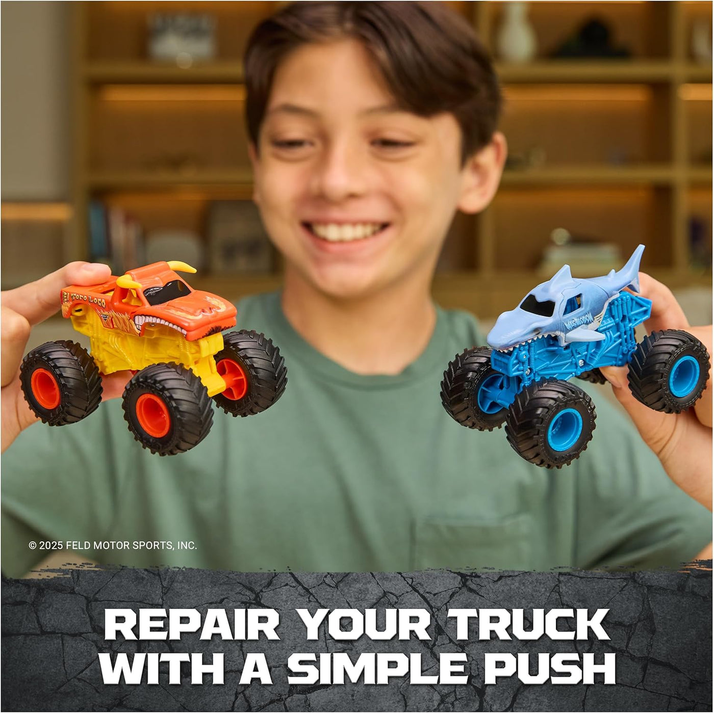 Monster Jam Smash &amp; Bash 2-Pack Monster Trucks, Megalodon &amp;...