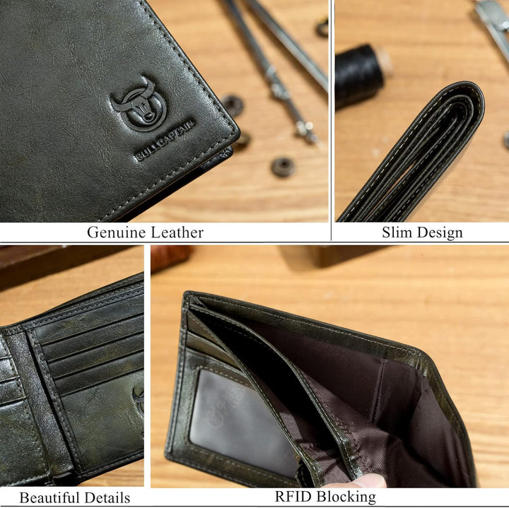 BULLCAPTAIN Carteras RFID para hombres, billetera delgada plegable...