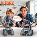 Kit de construcción de robot Johnny 5 5 en 1, juego de construcción de robot STEM con aplicación y control remoto de 2.4 GHz, juguetes tecnicos transformables de robótica RC para niños de 6 7 8 9 10 11 12 + regalos de cumpleaños