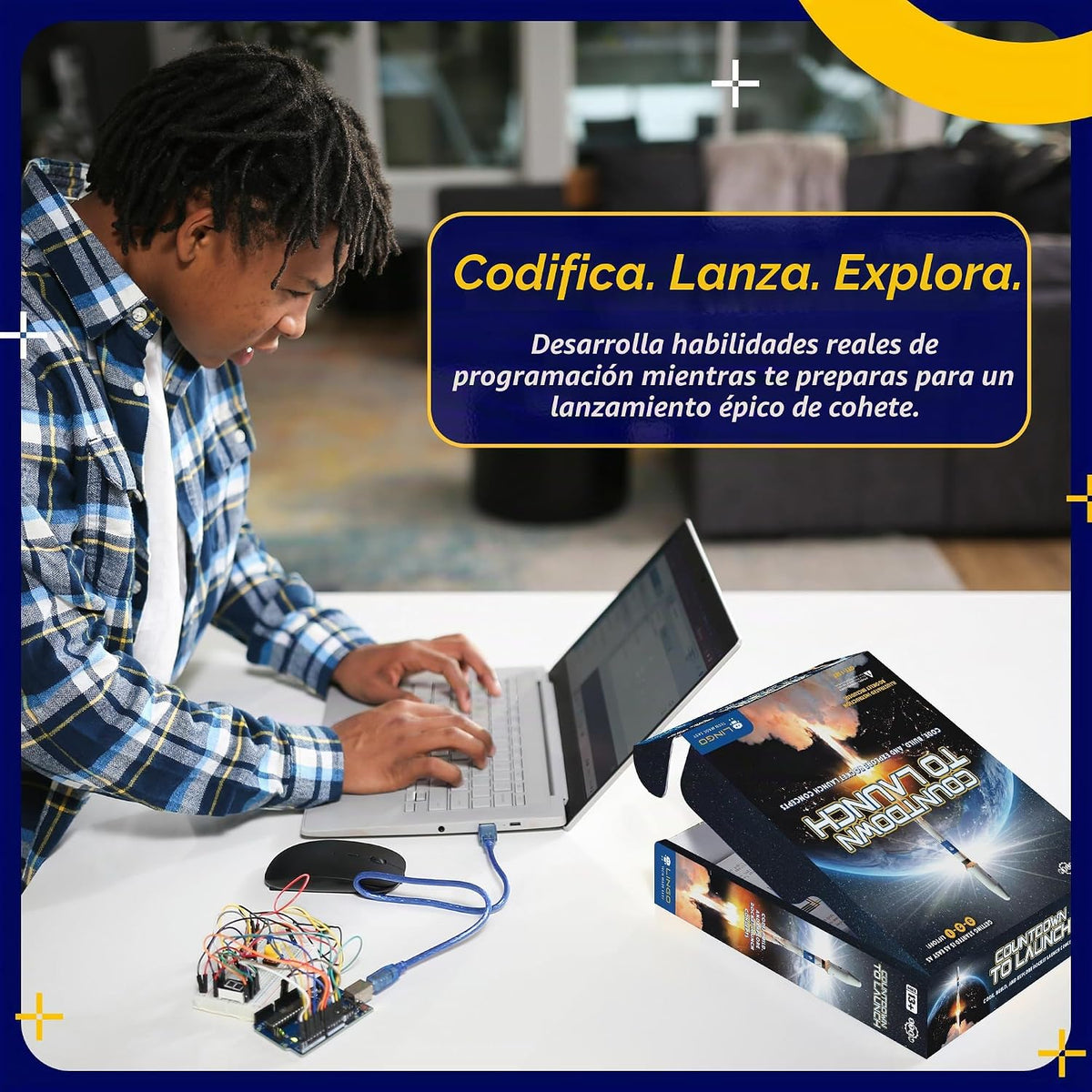 LINGO Cuenta regresiva para lanzar el kit de codificación STEM - Construye, codifica y explora conceptos de lanzamiento de cohetes - Kits de ciencia para mayores de 13 años para cumpleaños y vacaciones