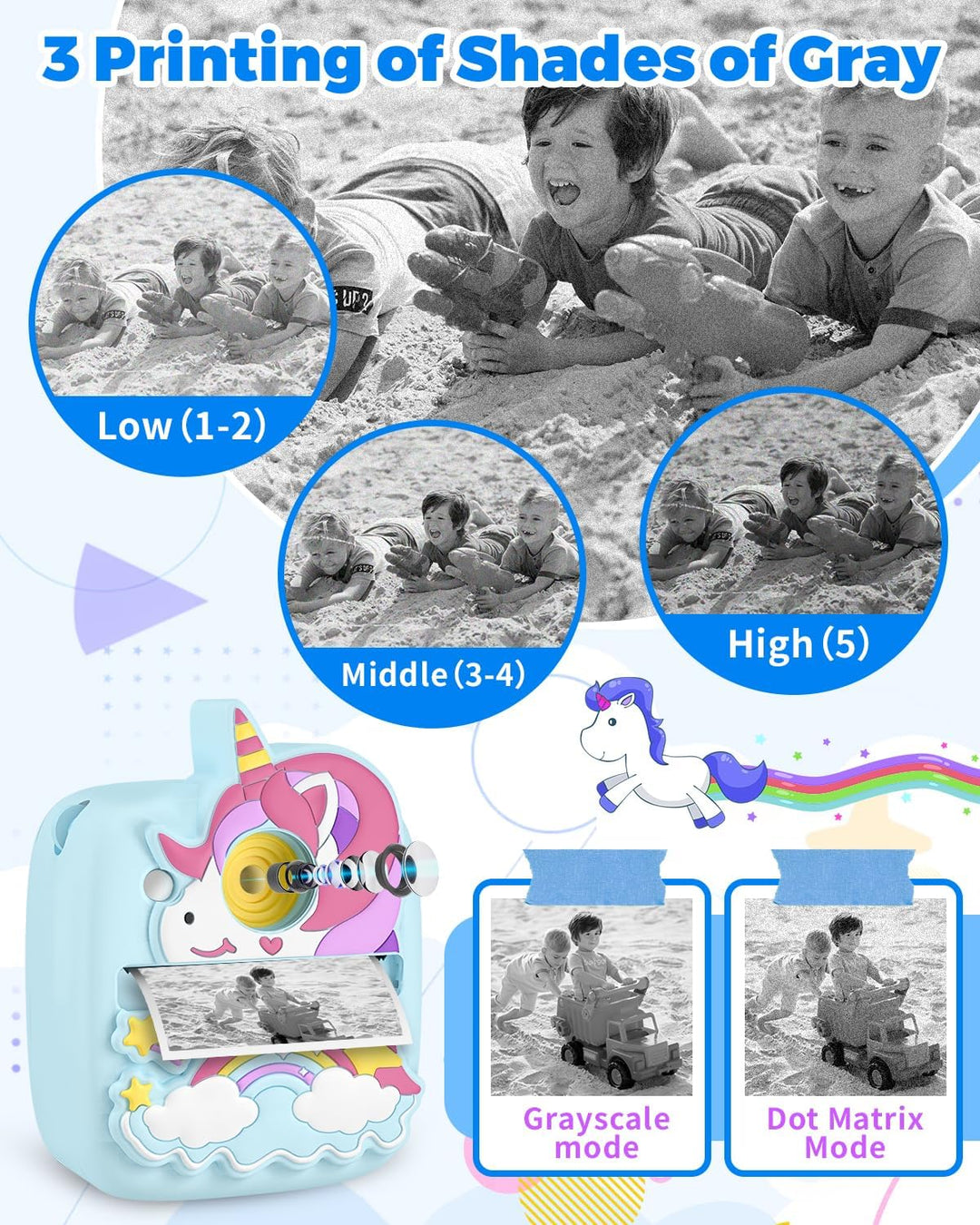 Cámara para Niños Impresión Instantánea, Regalos de Navidad y Cumpl...
