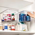 Vtopmart - 6 unidades de contenedores de almacenamiento apilables transparentes con tapas, contenedores de plástico grandes con asa para organizador de despensa y almacenamiento, perfectos para baño