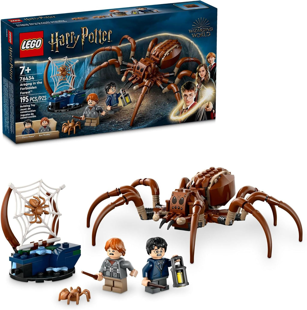 LEGO Harry Potter Aragog en el Bosque Prohibido, juego de araña de juguete para niños, juguete coleccionable de Harry Potter con criatura mágica y 2 minifiguras, juguete de Harry Potter para niños y