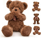 suepcuddly Oso de peluche posado de 20 pulgadas, lindo juguete de peluche para niñas y niños (marrón oscuro)