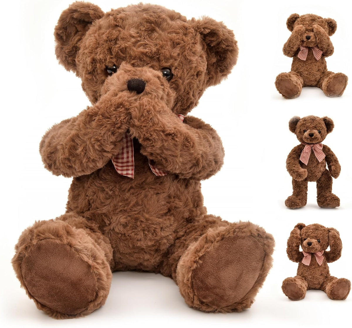 suepcuddly Oso de peluche posado de 20 pulgadas, lindo juguete de peluche para niñas y niños (marrón oscuro)