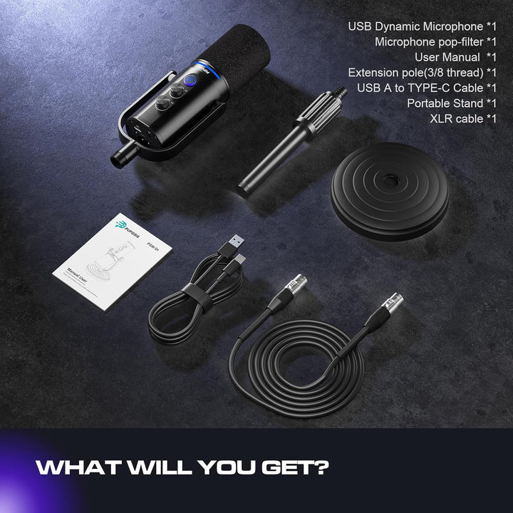 Micrófono dinámico para podcast PUPGSIS, micrófonos XLR\/USB para P...