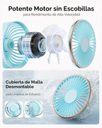 TUNISE Ventilador portátil de mano, 4000mAh, 180 ajustable, 6 veloc...