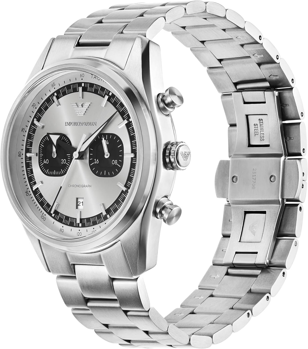 Emporio Armani Reloj cronógrafo para hombre con correa de acero inoxidable o cuero; reloj de vestir para hombre