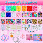 AIPRIDY Kit de 3600 piezas para hacer pulseras para niñas, actividades de joyería de unicornio/sirena, cuentas planas de estilo universitario para hacer joyas de amistad, manualidades DIY para niñas