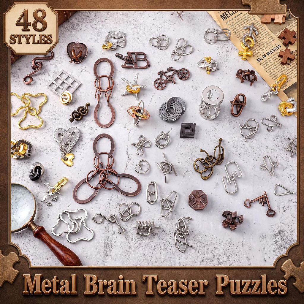 Juego de 48 rompecabezas de metal para adultos, moderno