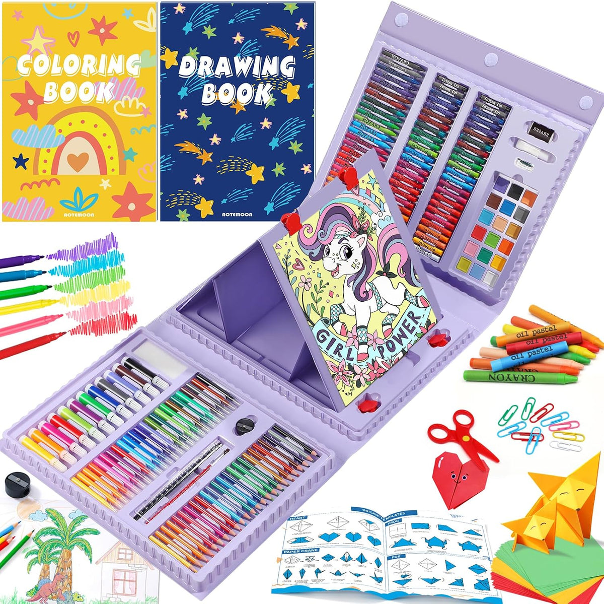 All en One Art Supplies Include Drawing Kit, Origami & Paper-Cutting Crafts