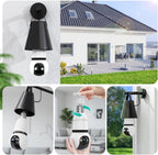 Lámpara Hawkray - Cámara de seguridad con bombilla de luz, paquete de 2, WiFi de doble banda de 2.4 GHz y 5 GHz, visión nocturna a todo color 2K, cámara inalámbrica de inclinación panorámica de 360° para