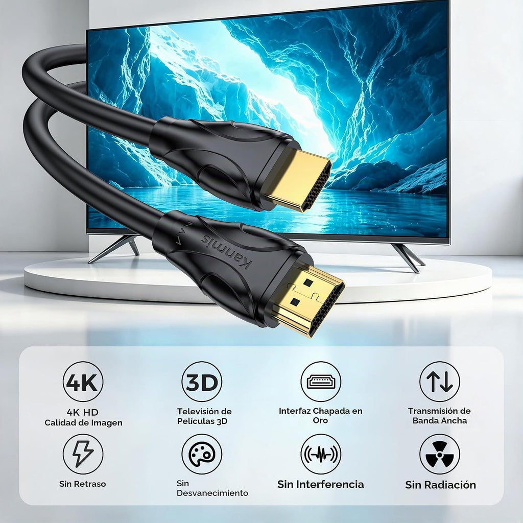 Cables HDMI de 50 pies de largo, 4K60Hz, cable HDMI 4K de alta velocidad con conectores chapados en oro, compatible con PlayStation Arc PS3 PS4 PC HDTV