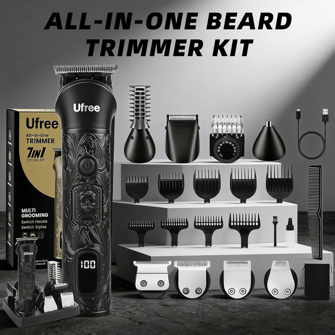Ufree Recortadora de barba para hombres, afeitadoras eléctricas, co...