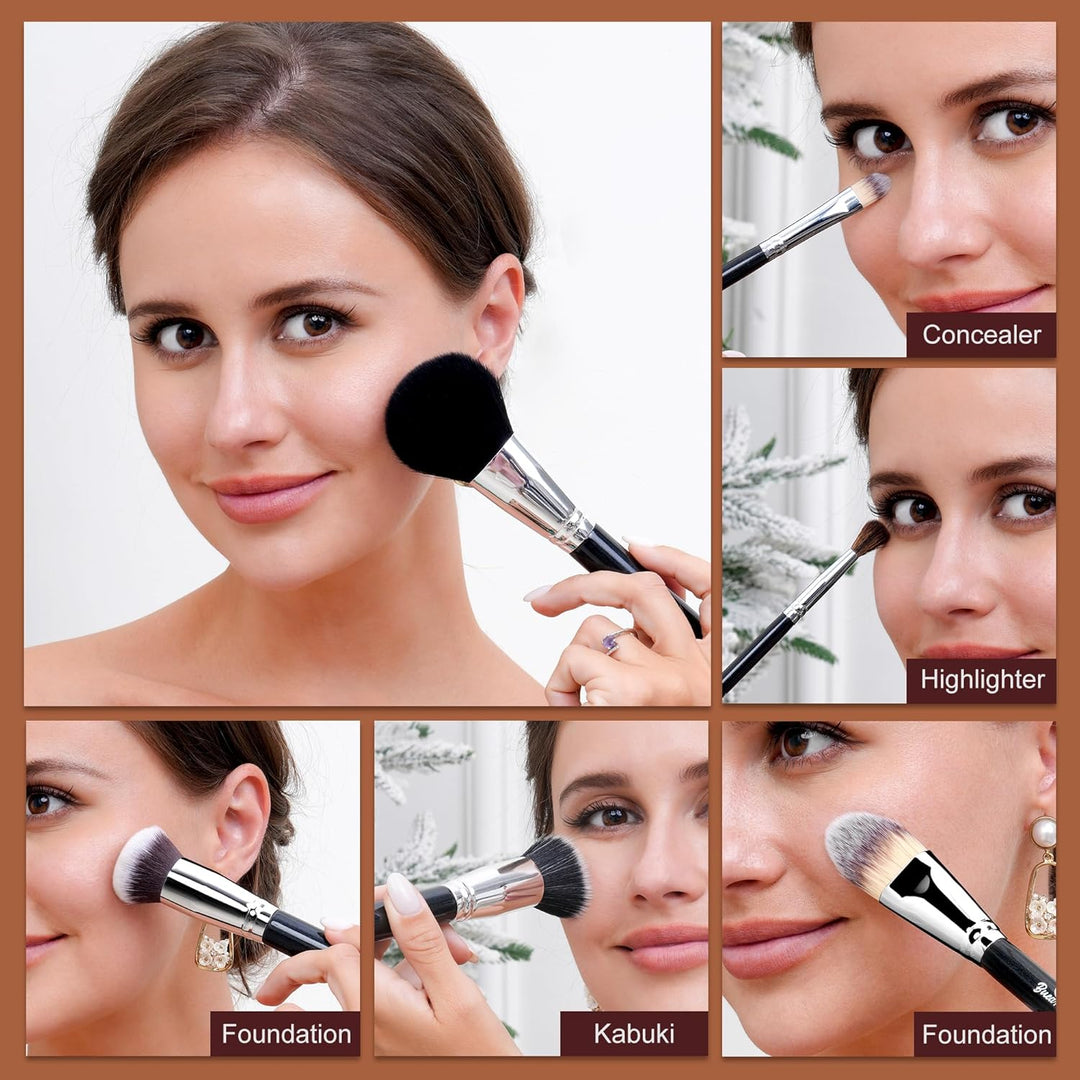 Bueart Design Juego de 19 brochas de maquillaje profesional con est...