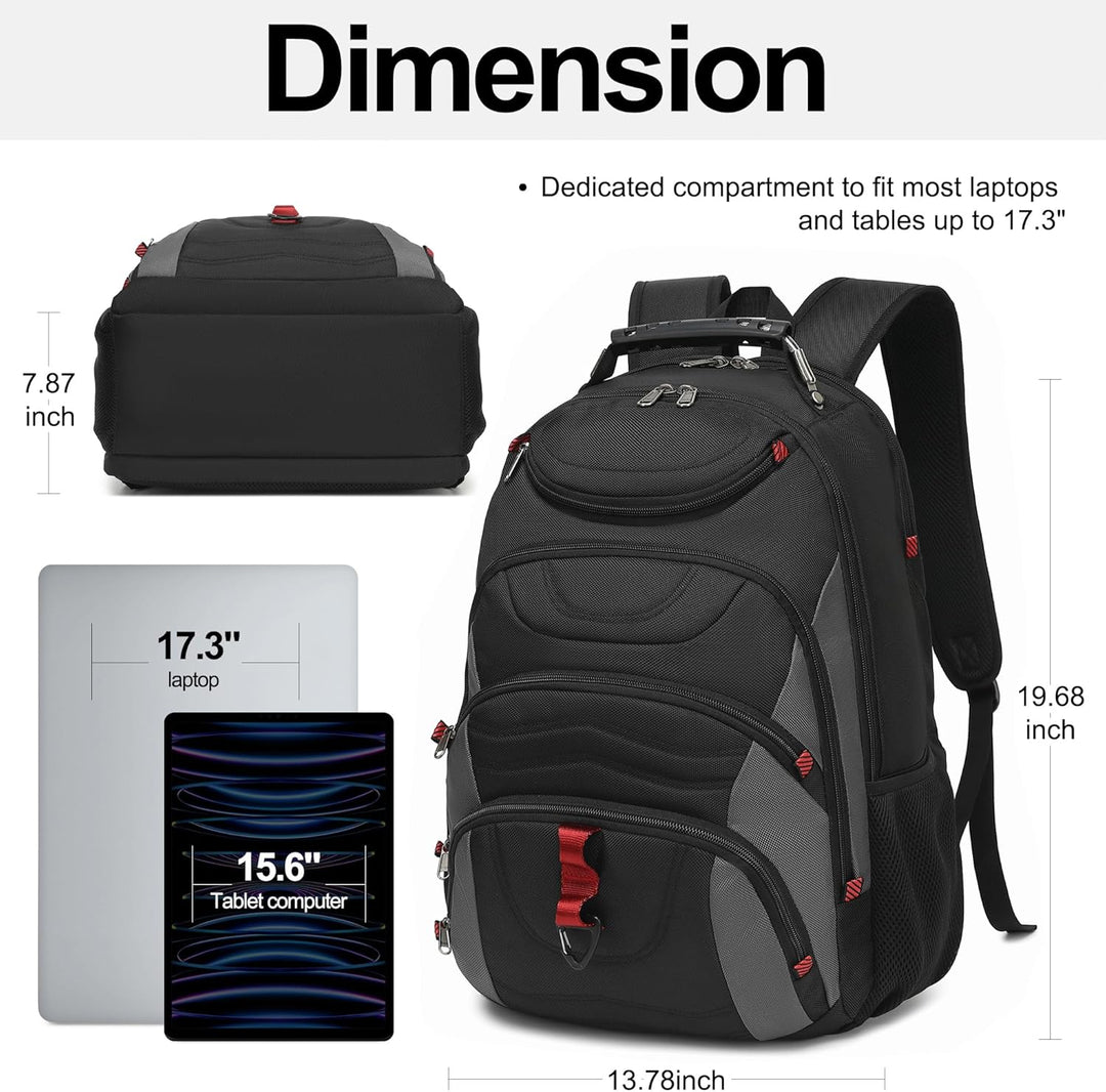 Mochila para laptop Boavan para hombres (Negro, 15.6), Negro y gris...