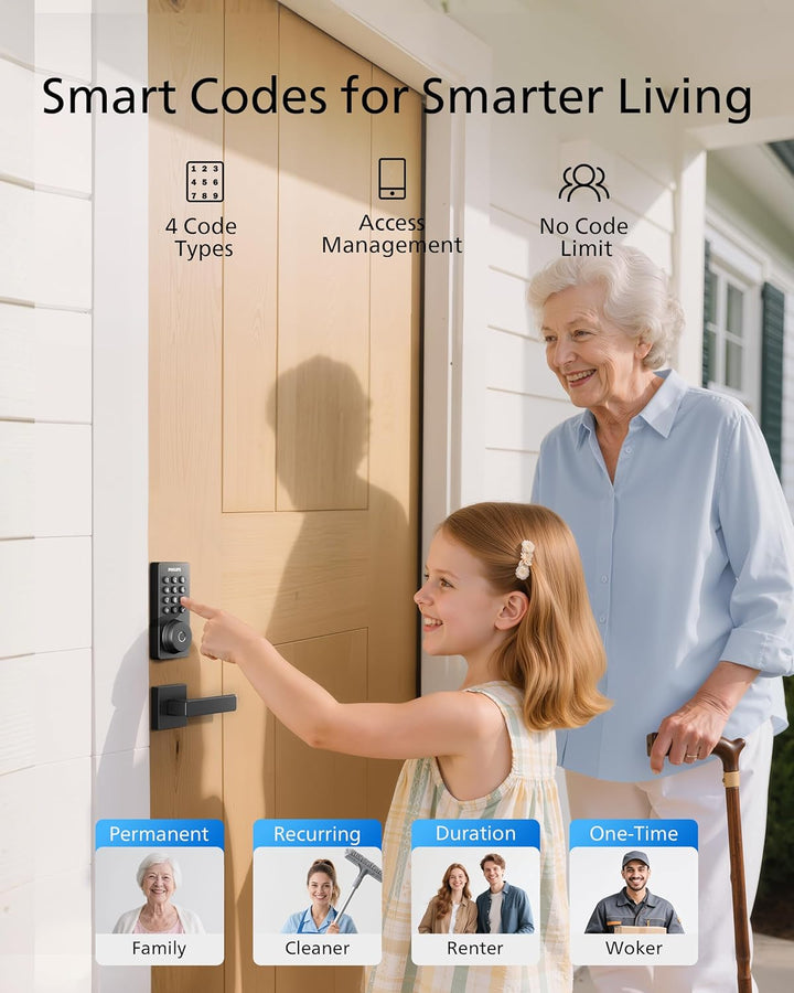 Cerradura de puerta con teclado WiFi Philips con asa, WiFi incorpor...