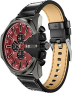 Reloj para hombre Diesel Mega Chief Slim Cronógrafo con correa de cuero negra (Modelo: DZ4714)