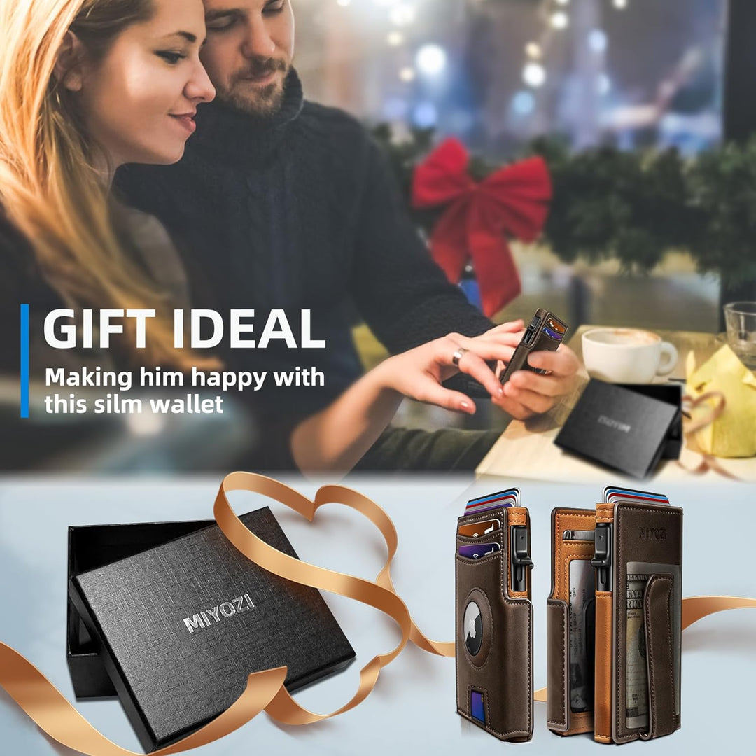 Miyozi - Billetera Airtag para hombre, con clip de dinero, estuche...