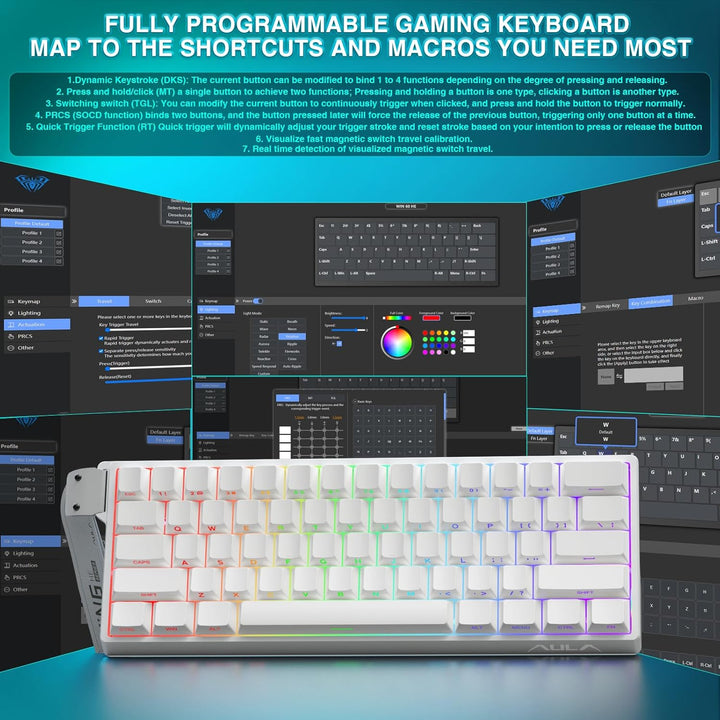 Aula WIN60 HE - 60% Teclado mecánico para juegos con cable, interru...