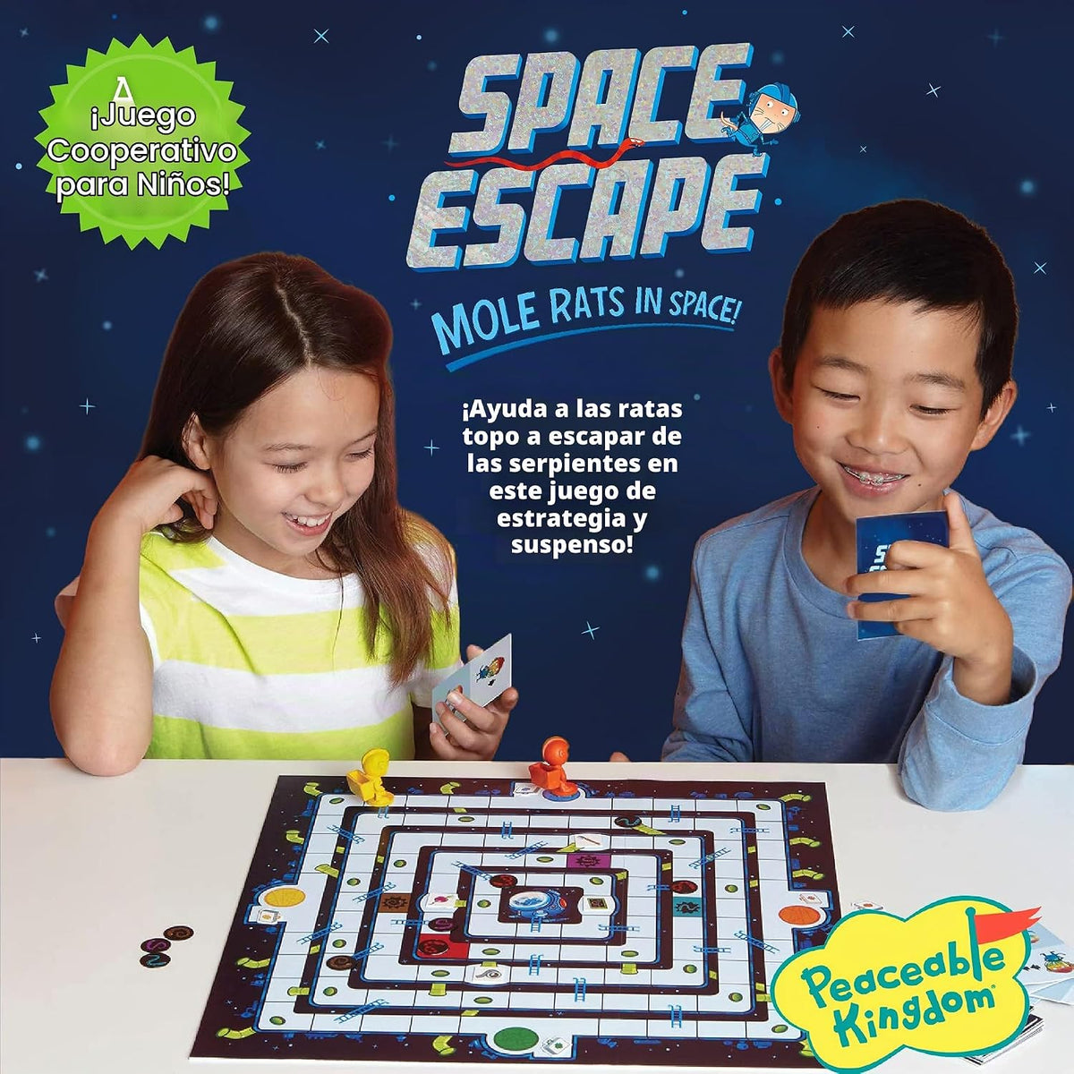 Peaceable Kingdom Space Escape – Juego de estrategia cooperativa de aventura espacial por el inventor de Pandemic – ¡Usa el trabajo en equipo para ganar! – Ideal para familias con niños de 7 años en
