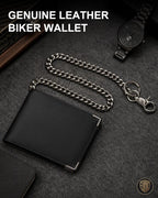 Cartera de cadena de cuero de grano completo: billetera bible para hombre